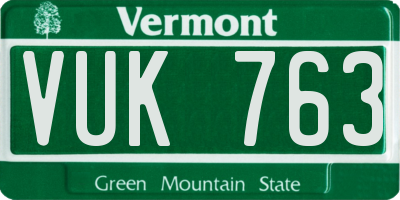 VT license plate VUK763
