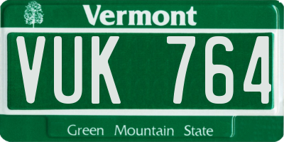 VT license plate VUK764