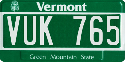 VT license plate VUK765