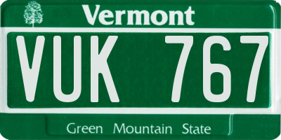 VT license plate VUK767