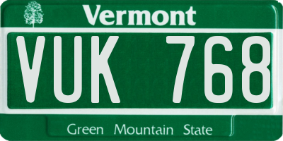 VT license plate VUK768