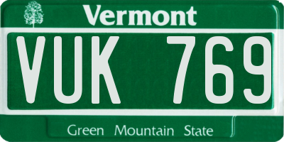 VT license plate VUK769