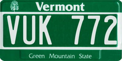 VT license plate VUK772