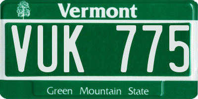 VT license plate VUK775