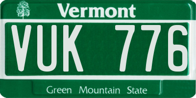 VT license plate VUK776