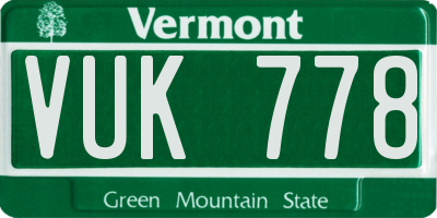 VT license plate VUK778