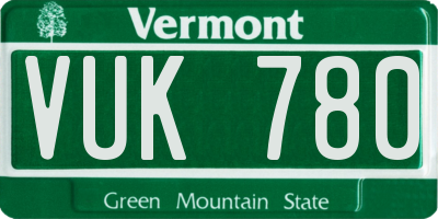 VT license plate VUK780