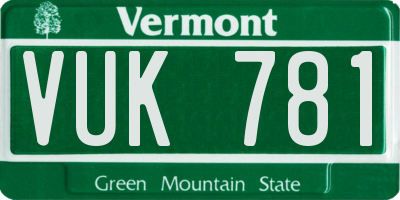 VT license plate VUK781