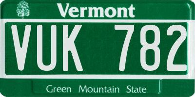 VT license plate VUK782