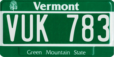VT license plate VUK783