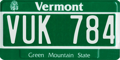 VT license plate VUK784