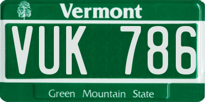 VT license plate VUK786