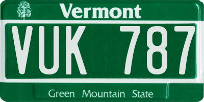 VT license plate VUK787