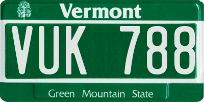 VT license plate VUK788