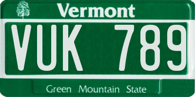 VT license plate VUK789