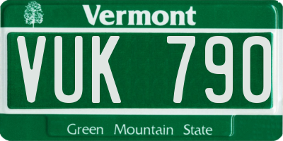 VT license plate VUK790