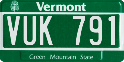 VT license plate VUK791