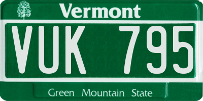 VT license plate VUK795