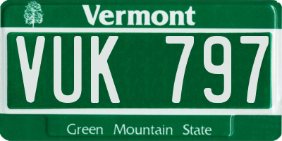 VT license plate VUK797