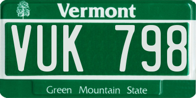VT license plate VUK798
