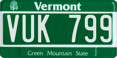 VT license plate VUK799