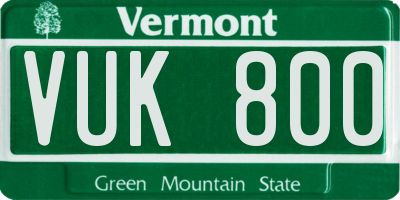 VT license plate VUK800
