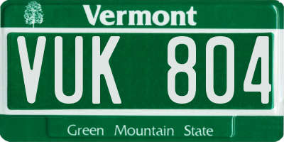 VT license plate VUK804