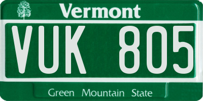 VT license plate VUK805