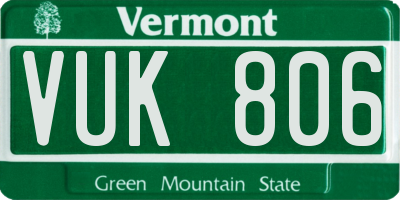 VT license plate VUK806