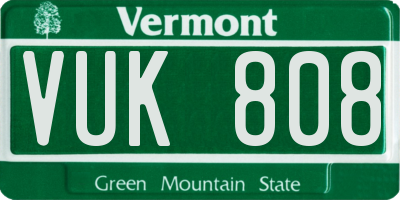 VT license plate VUK808