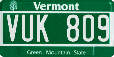 VT license plate VUK809