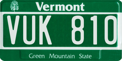 VT license plate VUK810