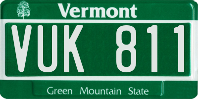 VT license plate VUK811
