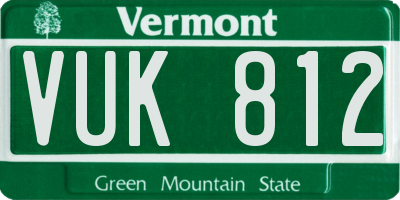 VT license plate VUK812