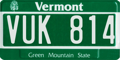 VT license plate VUK814