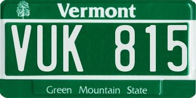 VT license plate VUK815