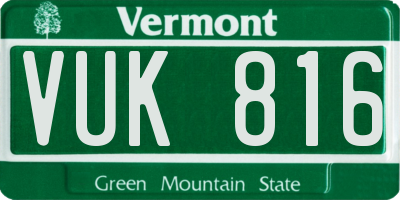 VT license plate VUK816