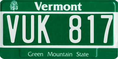 VT license plate VUK817