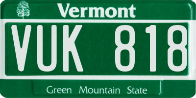 VT license plate VUK818
