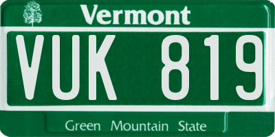 VT license plate VUK819