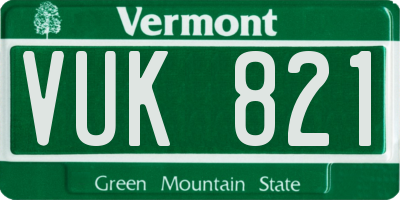 VT license plate VUK821