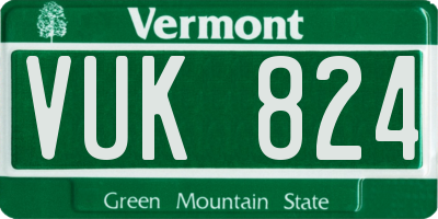 VT license plate VUK824
