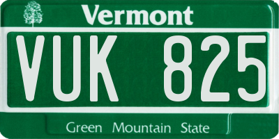 VT license plate VUK825