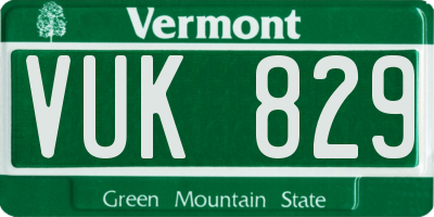 VT license plate VUK829