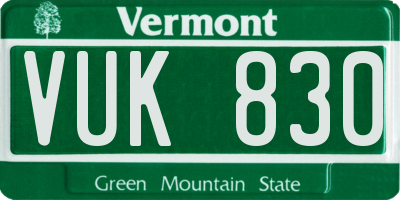 VT license plate VUK830