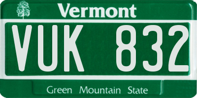 VT license plate VUK832