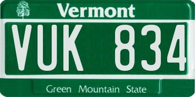 VT license plate VUK834