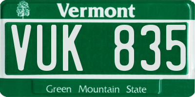 VT license plate VUK835