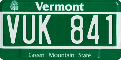 VT license plate VUK841