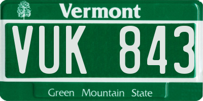 VT license plate VUK843